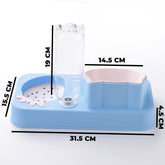 Urbane Home 2-in-1 Cat & Dog Bowl Set With Replaceable Water Bottle|Detachable Cat Bowl Set|Premium PP & ABS Plastic|Non-Toxic|Suitable For Small & Medium Pets|PT303C|Blue
